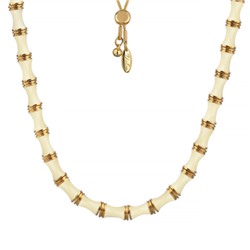 Колье Бамбук (эмаль сливочное масло; покрытие золото)70см, Есть комплект