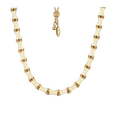 Колье Бамбук (эмаль сливочное масло; покрытие золото)70см, Есть комплект