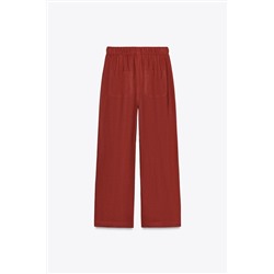 LINEN BLEND TROUSERS WITH BEADED DRAWSTRING