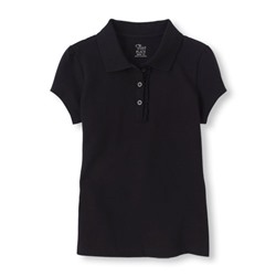 Girl Short Sleeve Ruffle-Placket Polo