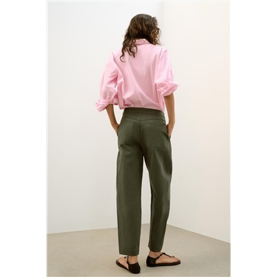 HERRINGBONE BARREL TROUSERS
