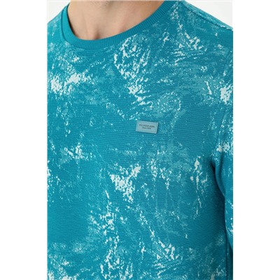 Erkek Petrol Bisiklet Yaka Sweatshirt