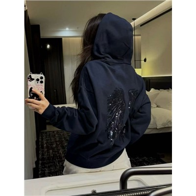 Женская толстовка с капюшоном / худи с переливающимися крыльями ДИО*Р