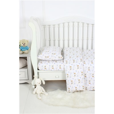 КПБ с простыней на резинке поплин арт. КПБП-ПР/гуси