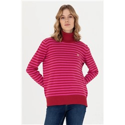 Kadın Kırmızı Balıkçı Yaka Kazak