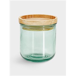 Банка для сыпучих продуктов, 350 мл, стекло/дерево, зеленая, Jars