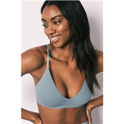 Top triangular canalé sin costuras azul