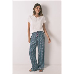Pantalón largo viscosa print flores