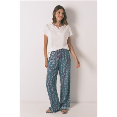 Pantalón largo viscosa print flores