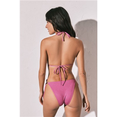 Braga bikini clásica tira rosa brillo