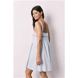 Camisón corto algodón encaje azul