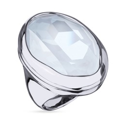 Кольцо Грация (кристаллы SW 30х22 белый электрик; покрытие родий), Есть комплект