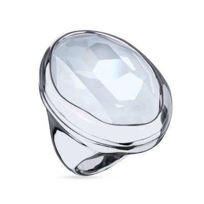 Кольцо Грация (кристаллы SW 30х22 белый электрик; покрытие родий), Есть комплект