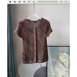 Женский кардиган фактурной вязки с коротким рукавом  МАНГ*О