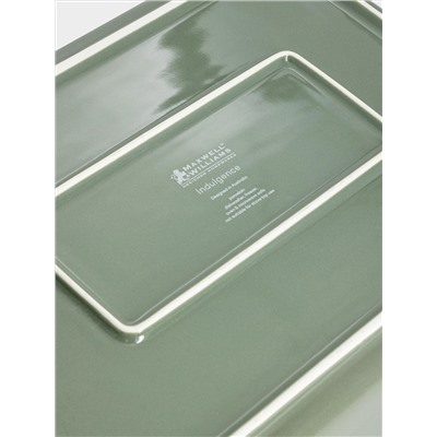 Форма для запекания, 32х22 см, фарфор P, прямоугольная, серо-зеленая, Indulgence