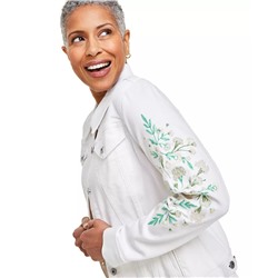 Women's Embroidered Classic Denim Jacket, Created for Macy's
