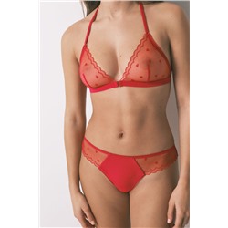 Tanga ancha tul rojo bordada