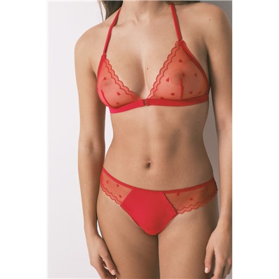 Tanga ancha tul rojo bordada
