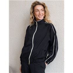 Свободный бомбер с лампасами на молнии из петельчатого футера двухнитки с эластаном