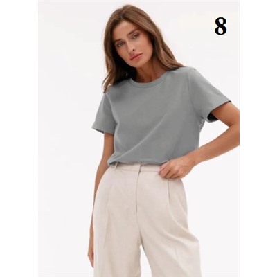 Базовая футболка из чистого хлопка с круглым вырезом