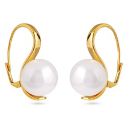 Серьги (Майорка 16мм белая; покрытие золото), Есть комплект