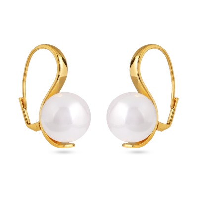 Серьги (Майорка 16мм белая; покрытие золото), Есть комплект