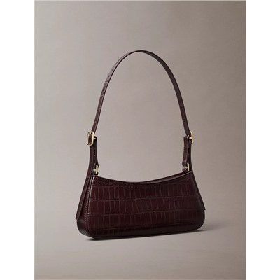 Monogram Logo Hardware Crocodile Print Shoulder Bag