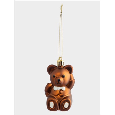 Игрушка елочная, 4х8 см, пластик, коричневая, Мишка, New year