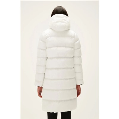 Bad Bear Wayfarer Puffer Off-White Beyaz Kapüşonlu Uzun Kadın Mont