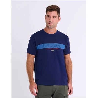 EMBOSSED USPA STRIPE JERSEY T-SHIRT