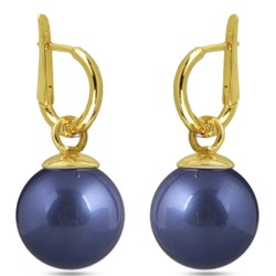 Серьги (Майорка 14мм черничная; покрытие золото), Есть комплект