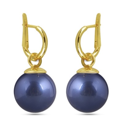 Серьги (Майорка 14мм черничная; покрытие золото), Есть комплект