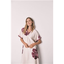 Vestido largo manga corta flor