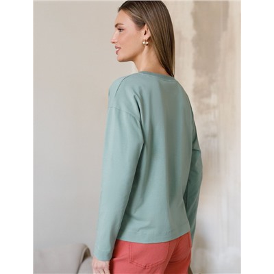 Лонгслив с принтом из премиального хлопка с эластаном