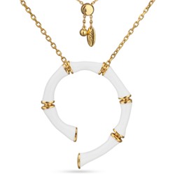 Кулон Бамбук (эмаль белая; покрытие золото) 70см, Есть комплект