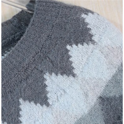 Жаккардовый свитер с ретро-артистическим ромбовидным узором