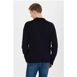 Erkek Lacivert Polo Yaka Triko Kazak