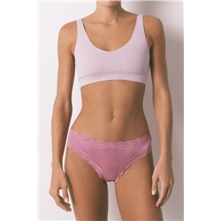 Braga brasileña microfibra y encaje rosa