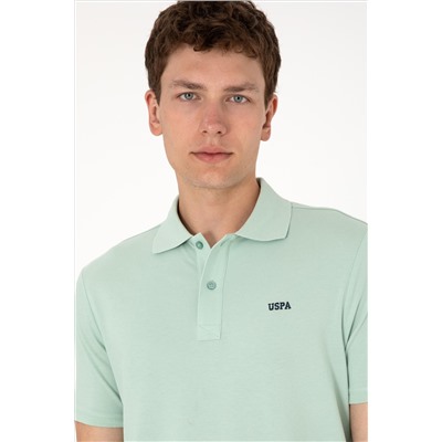 Erkek Regular Fit Polo Yaka Su Yeşili Basic Tişört