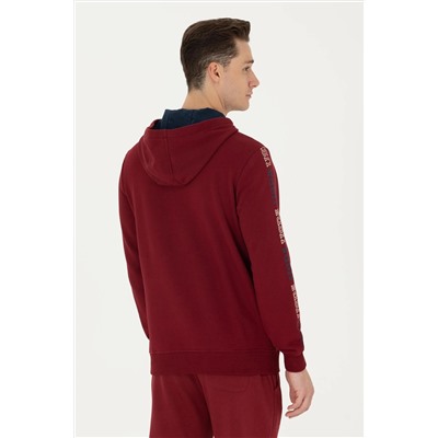 Erkek Bordo Kapüşonlu Sweatshirt