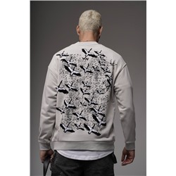 Свитшот  журавли светло серый