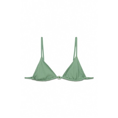 Top bikini triangular textura crinkle verde