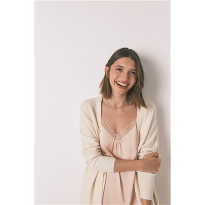 Camisón satén encaje naranja