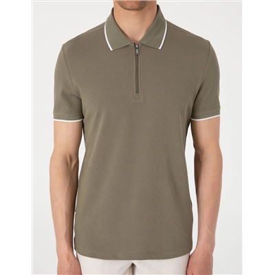 Haki Slim Fit Polo Yaka Tişört