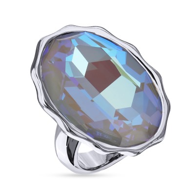 Кольцо Сияние (кристаллы SW серо-синие; покрытие родий), Есть комплект