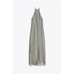 SHINY HALTER MIDI DRESS