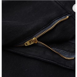 Джинсы слегка расклешенные средней и высокой талии с флисовой подкладкой МО*КО