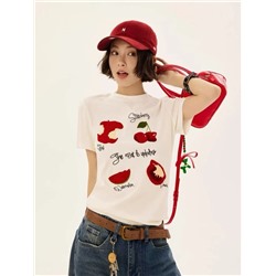 Стильная футболка с яркой вышивкой ягод и фруктов 🍒