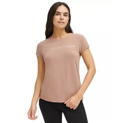 CALVIN KLEIN Women's Metallic Logo Crewneck T-Shirt