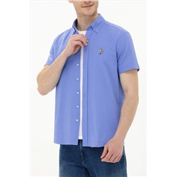 Erkek Mavi Kısa Kollu Gömlek